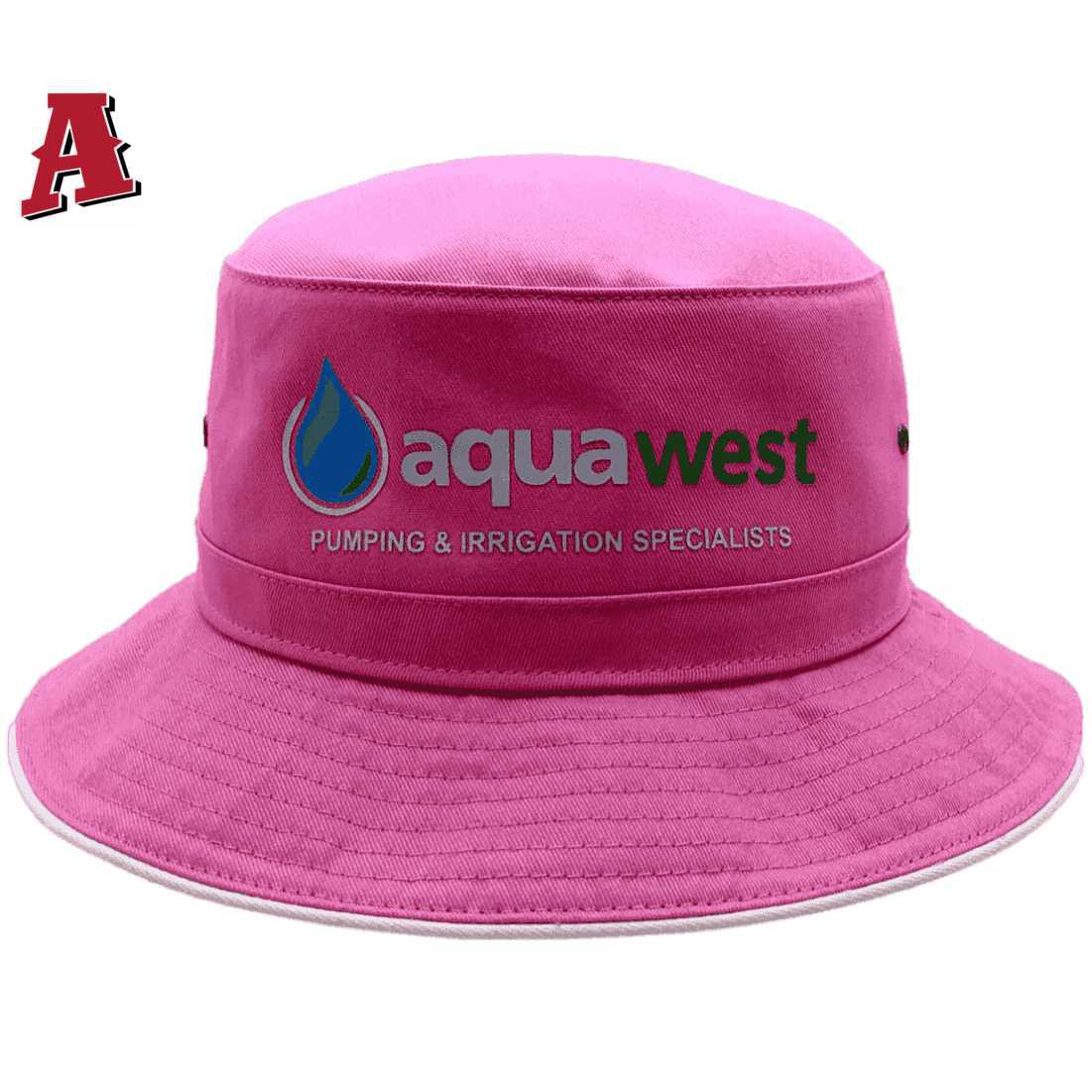 Aquawest Pumping and Irrigation Specialists Dubbo NSW Aussie Bucket Hat, One Size Fits All with Adjustable Toggle Crown