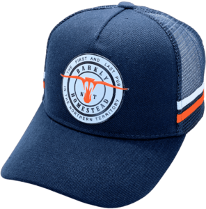 Barkly Homestead Tennant Creek NT LP Original Basic Aussie Trucker Hat with 2 side bands 3d plastiweld decoration