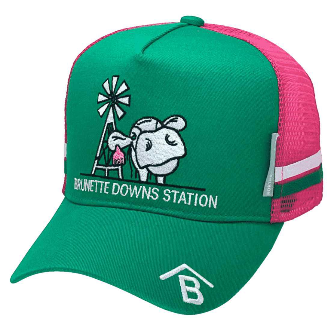 Brunette Downs Station AACo Barkley Tablelands Qld HP Midrange Aussie Trucker Hat with Australian Head Fit Crown and 2 Side Bands