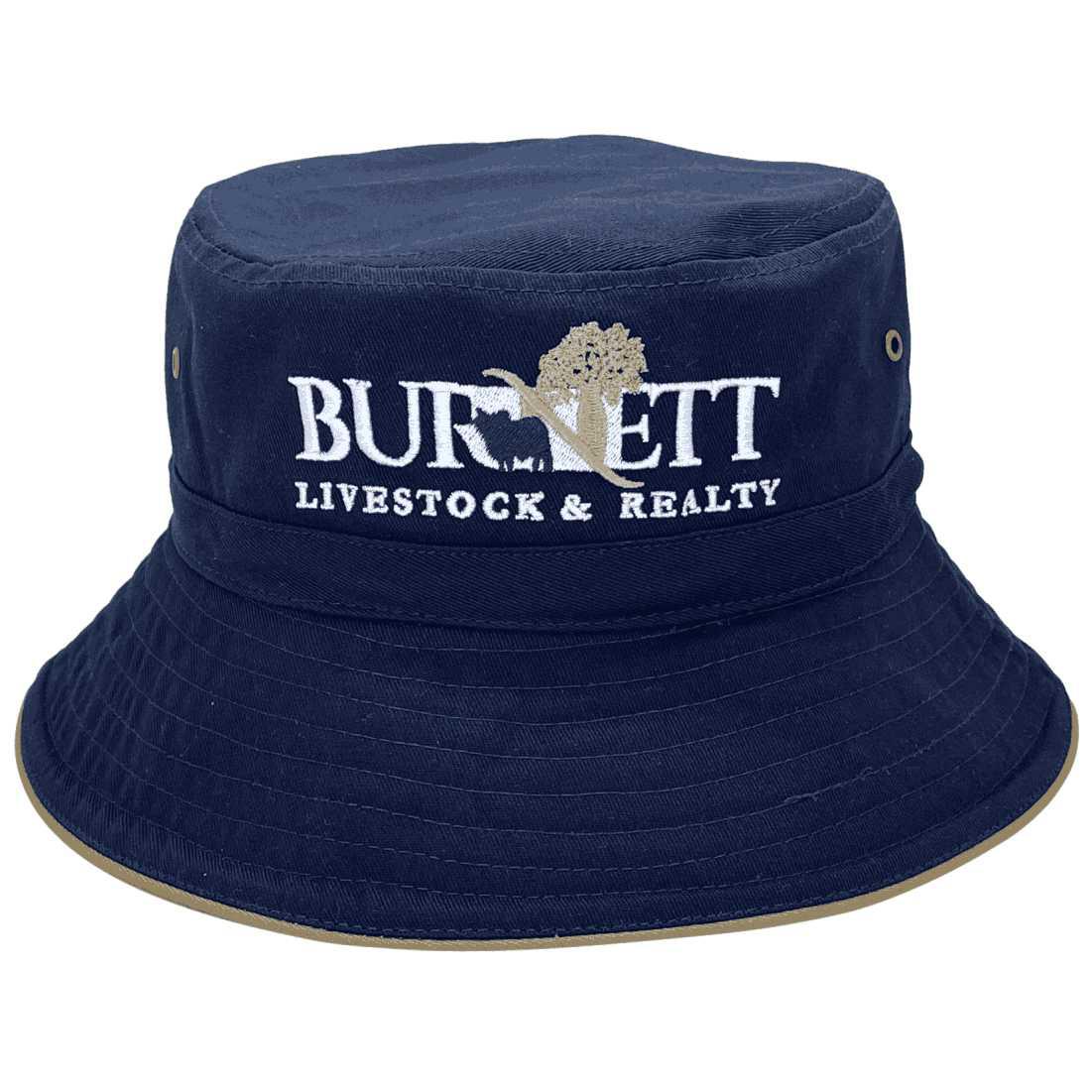 Burnett Livestock & Realty Biggenden QLD Original Custom Aussie Bucket Hat with adjustable crown & brim width