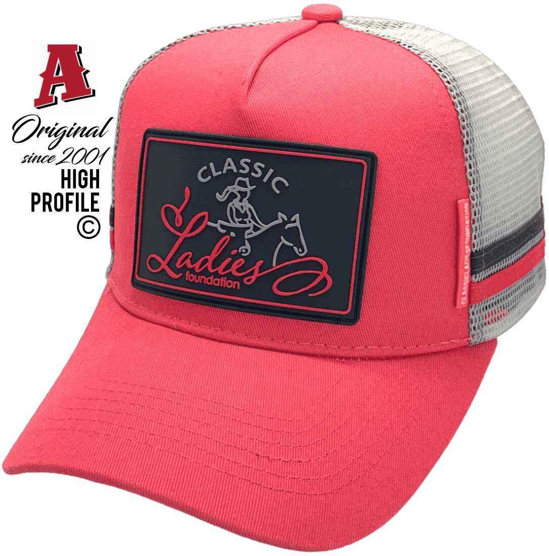 Classic Ladies Foundation Outback Australia Midrange Aussie Trucker Hats with HeadFit Crown and Double SideBands