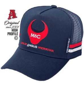 Coolie Angus Merriwa Willow Tree NSW Basic Aussie Trucker Hats with Australian HeadFit Crown Double SideBands Navy Snapback