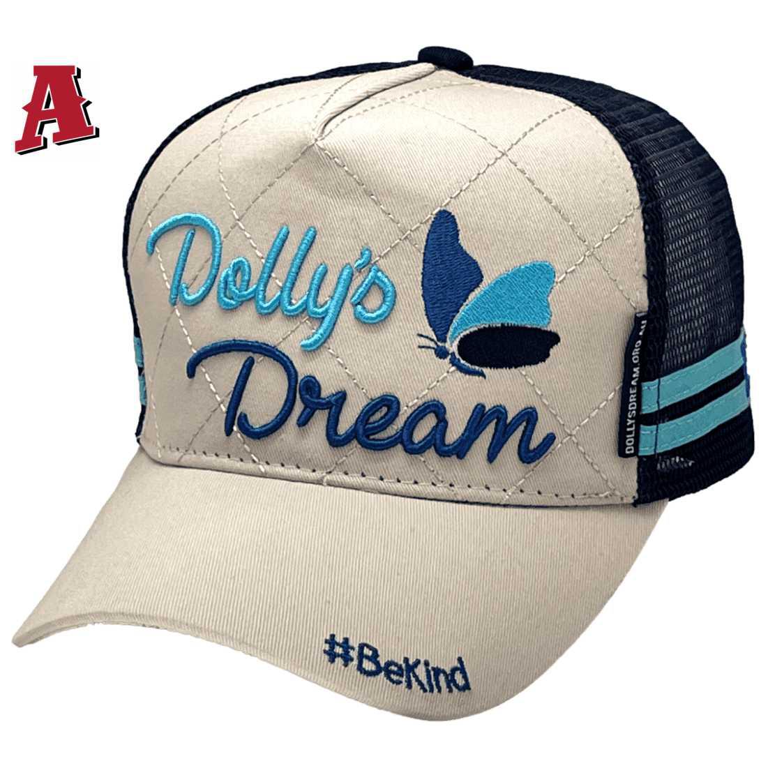 Dollys Dream Foundation BeKind Power Aussie Trucker Hat LP with Australian Head Fit Crown and 2 Side Stripes
