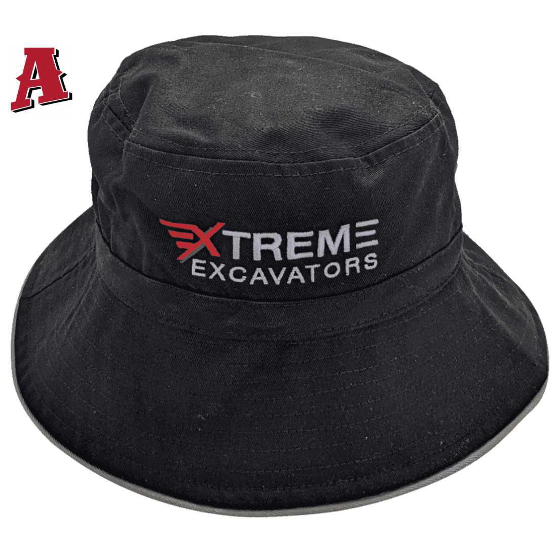 Extreme Excavators Paget Qld Aussie Bucket Hat with Adjustable Crown Size and Optional Brim Width 5 - 7.5cm