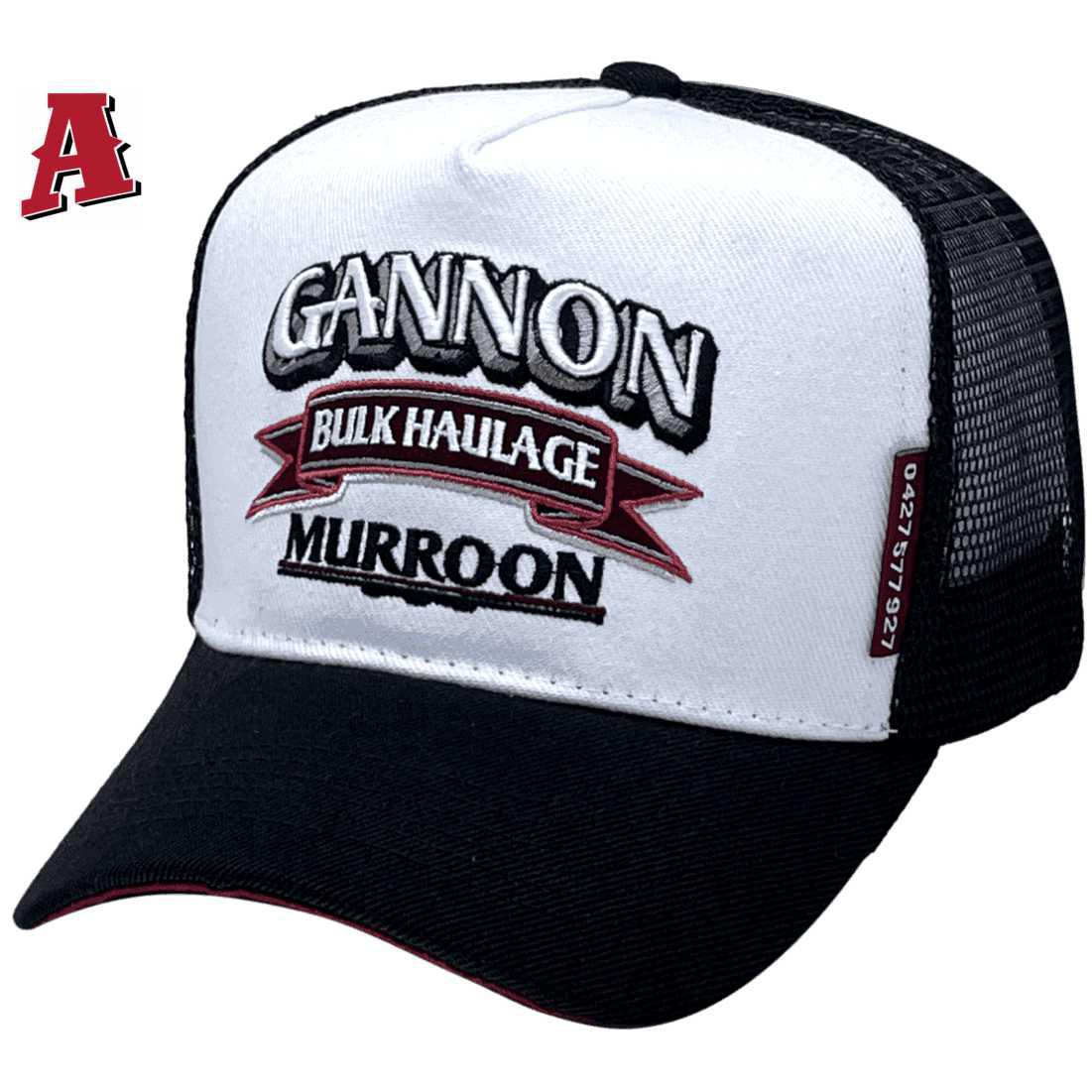 Gannon Bulk Haulage Murroon Vic Basic Aussie Trucker Hats with Australian Head Fit Crown