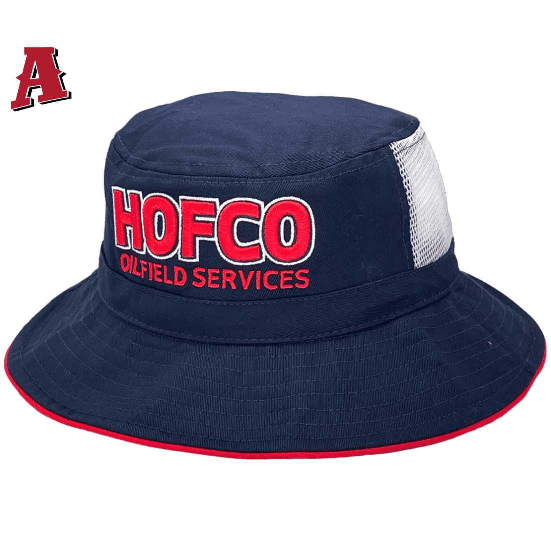 Hofco Oilfield Services Molendinar Qld Aussie Bucket Hat One Size Fits All with Adjustable Toggle Crown and Optional Brim Size from 5cm to 7.5cm