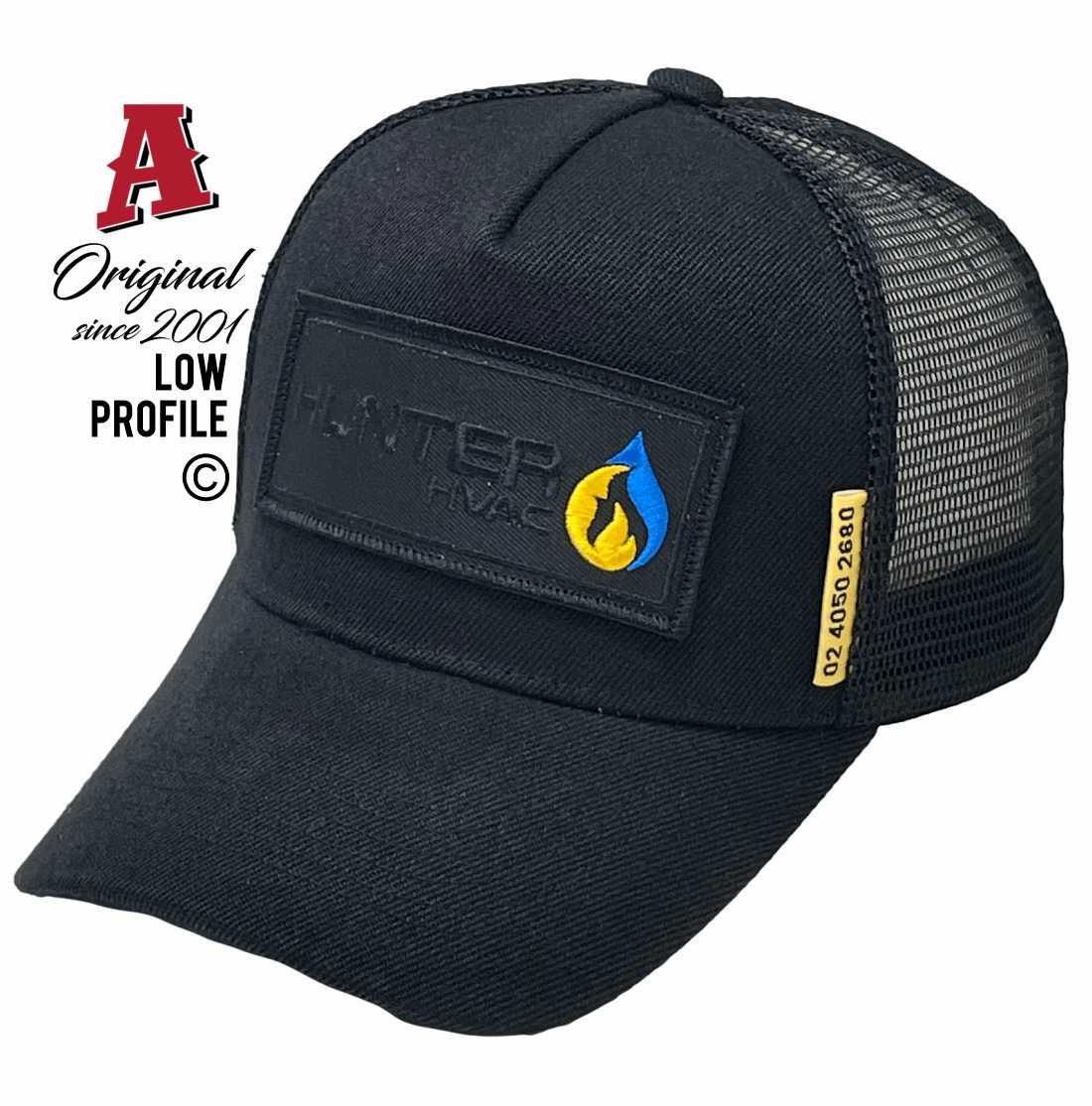 Hunter HVAC Wallsend NSW Basic Aussie Trucker Hats Low Profile with Embroidered Badge with Merrow Edge