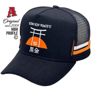 Kuro Kin Wagyu Scone NSW Basic Aussie Trucker Hats with Australian HeadFit Crown Double SideBands Snapback Black