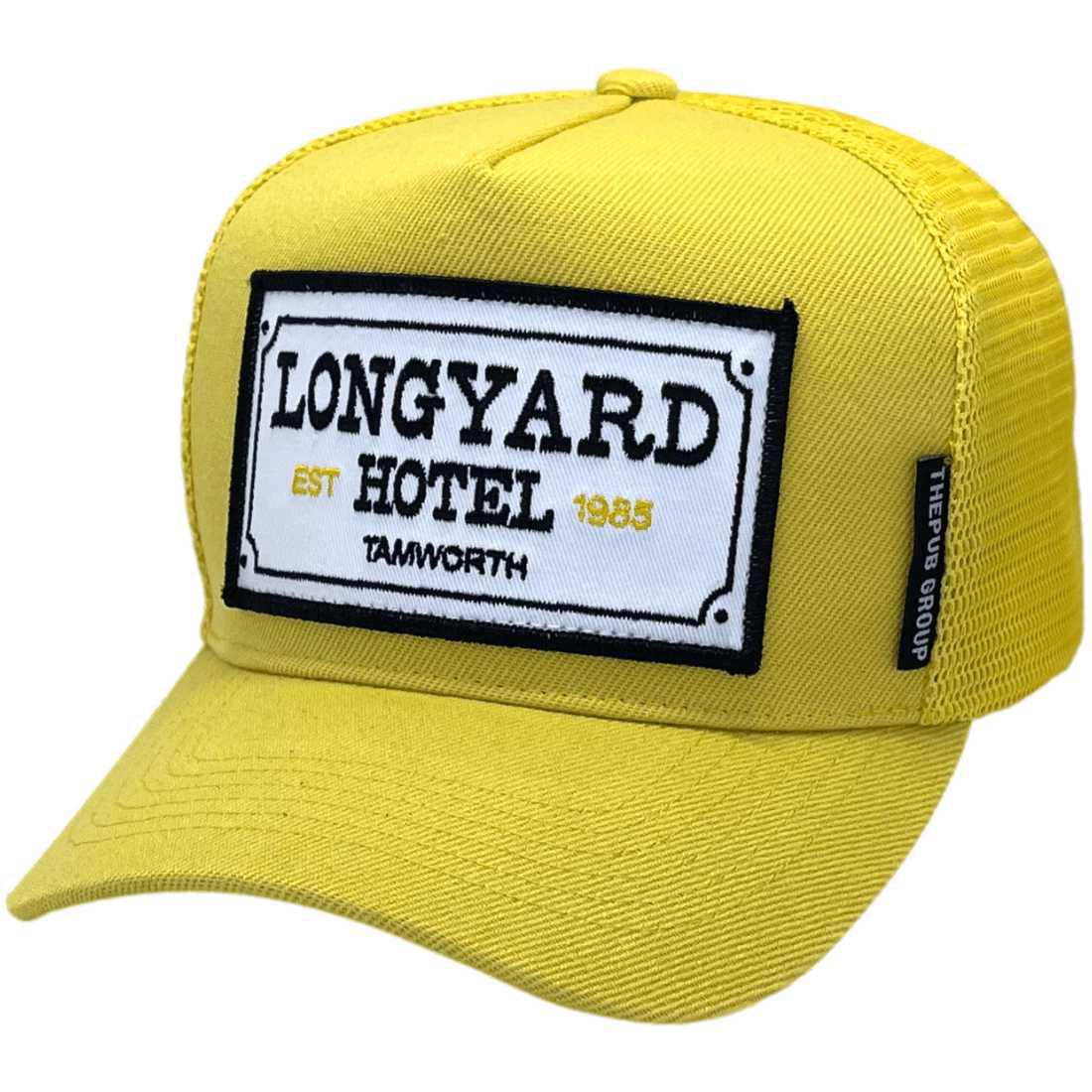 Longyard Hotel Tamworth NSW HP Original Basic Aussie Trucker Hat Snapback with Optional NO Sidebands Exclusive Australian Head Fit