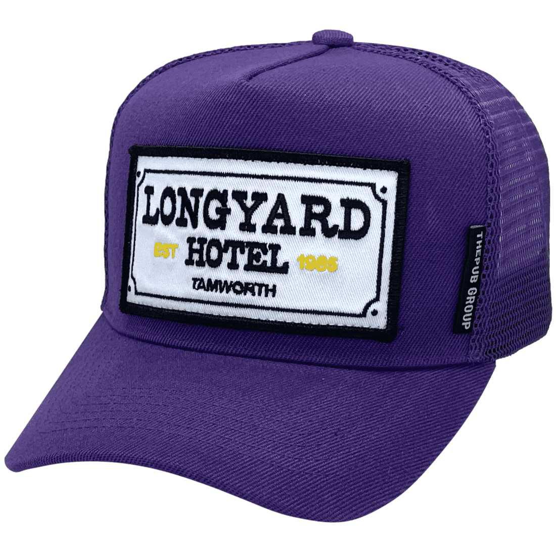 Longyard Hotel Tamworth NSW HP Original Basic Aussie Trucker Hat with optional NO sidebands exclusive Aussie Head Fit