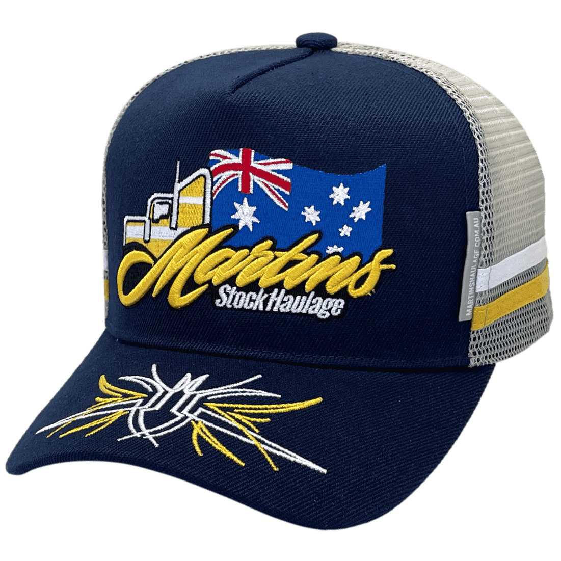Martins Stock Haulage Scone NSW HP Original Power Aussie Trucker Hat with Double Side Bands and Australian Head Fit Crown