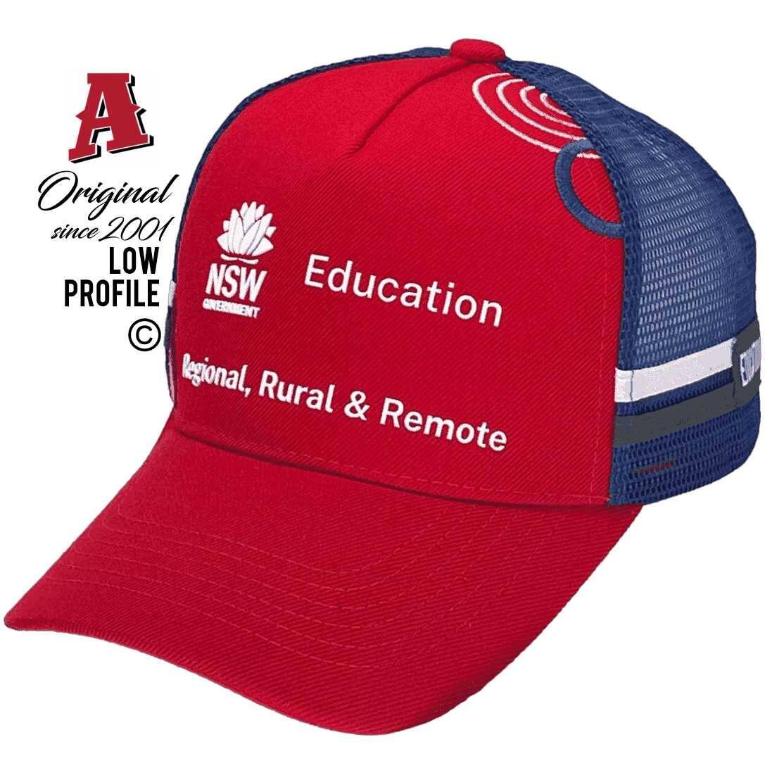 NSW Government Education Regional Rural Remote Midrange Aussie Trucker Hats Red Royal Blue Snapback