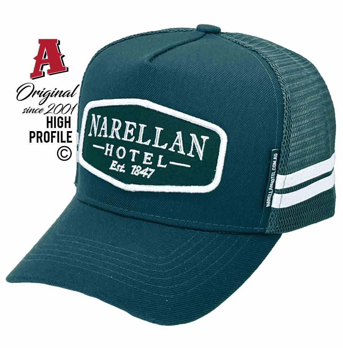 Narellan Hotel Narellan NSW Basic Aussie Trucker Hats with Australian HeadFit Crown Dual SideBands Green