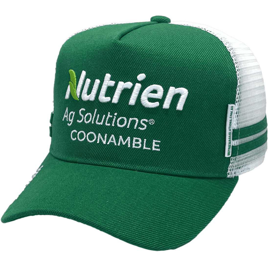 Nutrien Ag Solutions Coonamble NSW HP Original Basic Aussie Trucker Hats with double side bands and 3D embroidery decoration