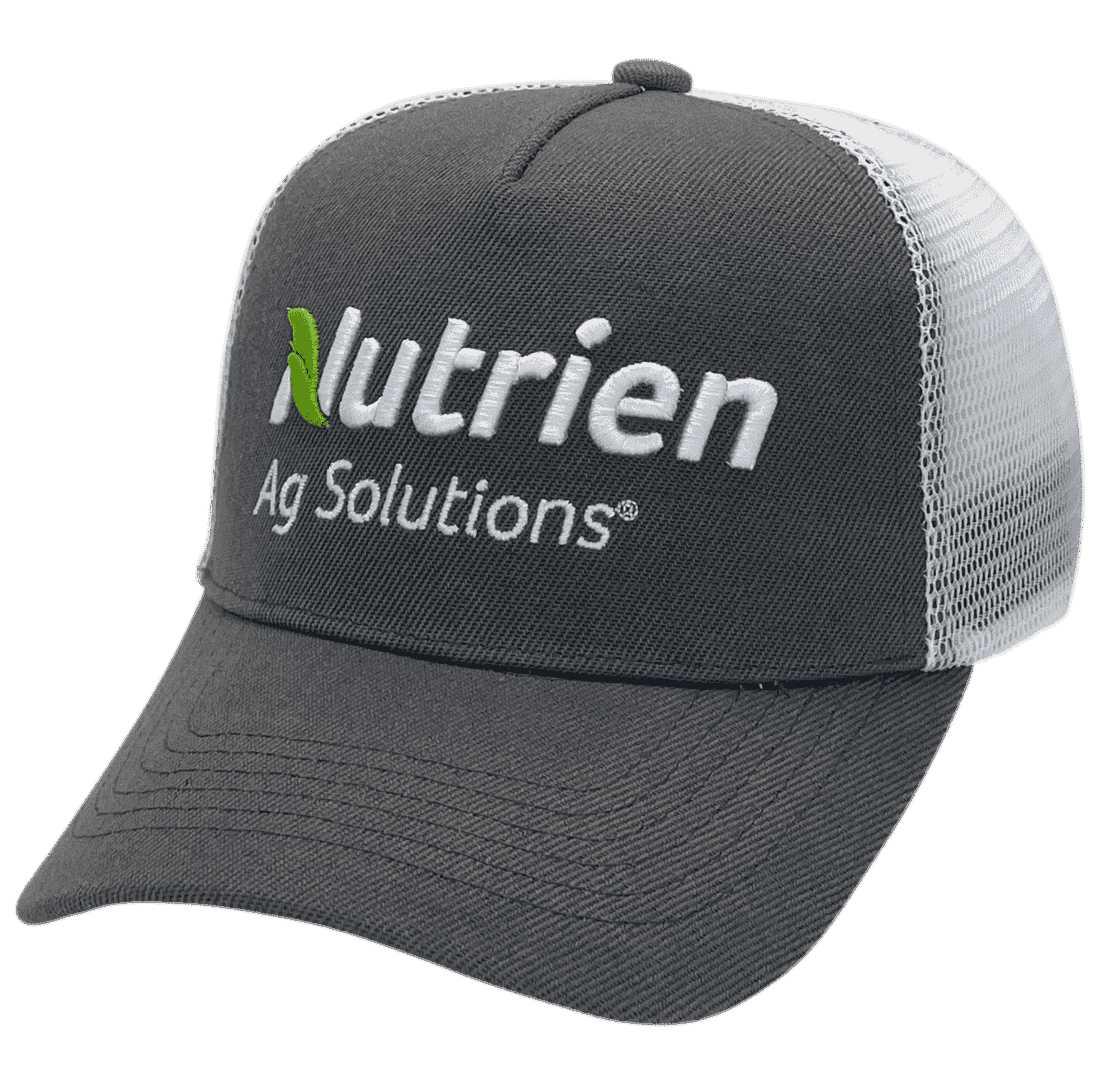 Nutrien Ag Solutions LP Original Basic Aussie Trucker Hat Snapback with Optional NO Sidebands Exclusive Australian Head Fit