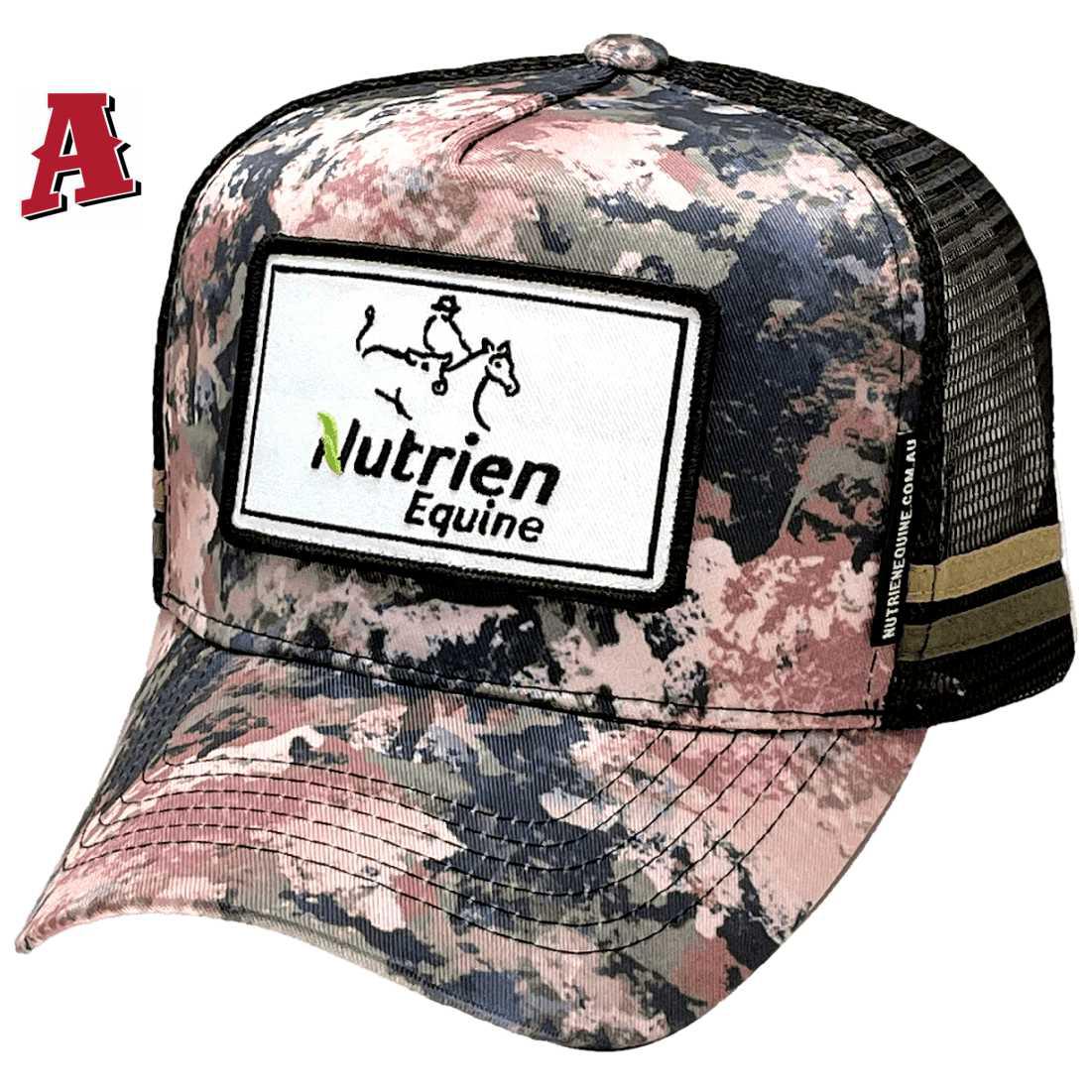 Nutrien Equine Classic Camo Tamworth NSW HP Aussie Midrange Trucker Hats with Australian Head Fit Crown