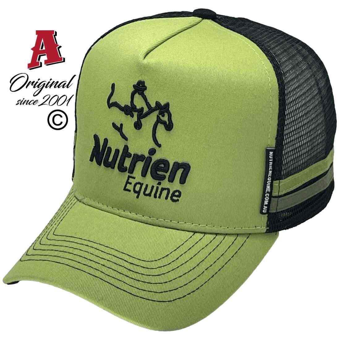 Nutrien Equine Taminda NSW Midrange Aussie Trucker Hat with Australian HeadFit Crown Double Sidebands Leaf Green Black