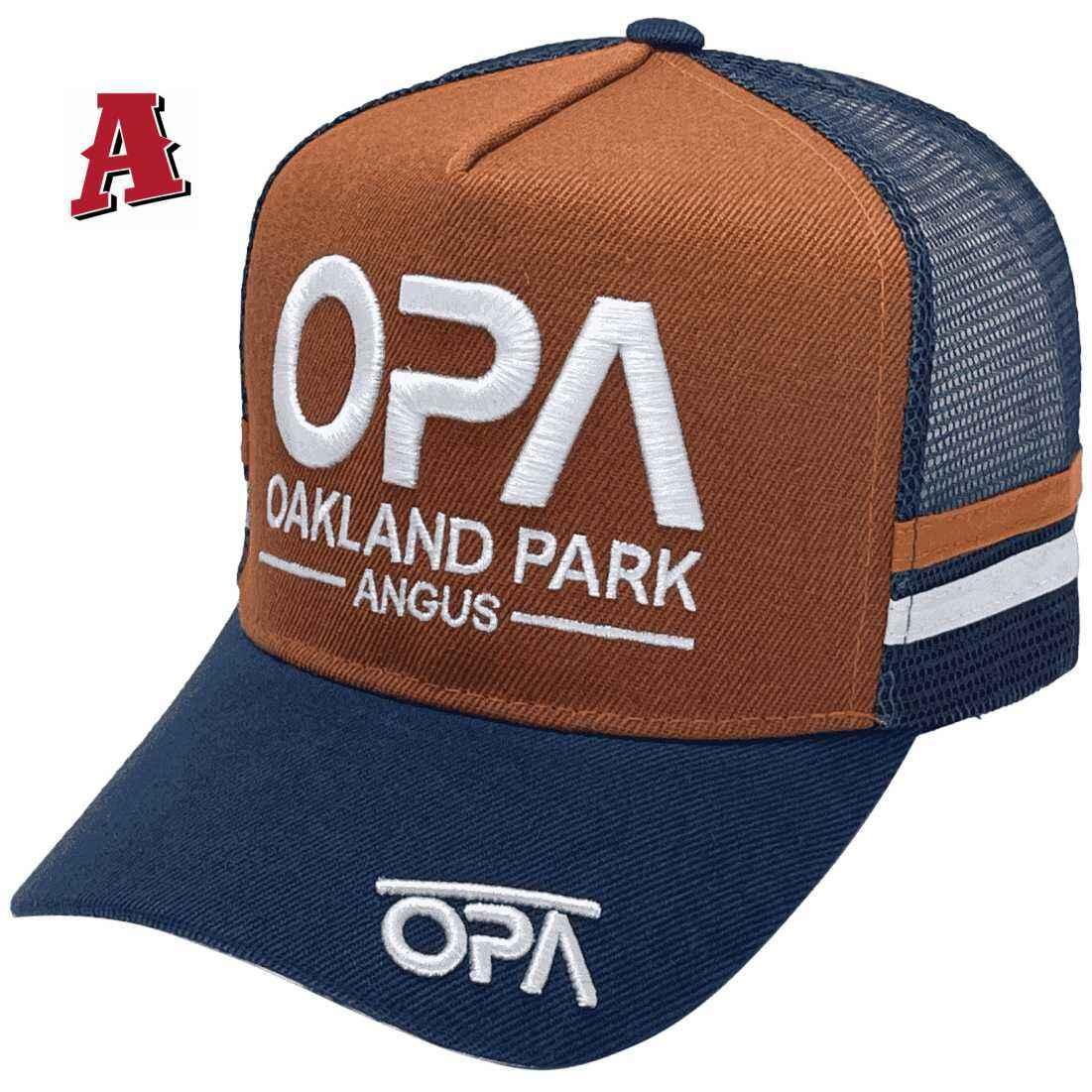 Oakland Park Angus Kempsey NSW High Profile Midrange Aussie Trucker Hats with Double Sidebands and Australian Head Fit Crown