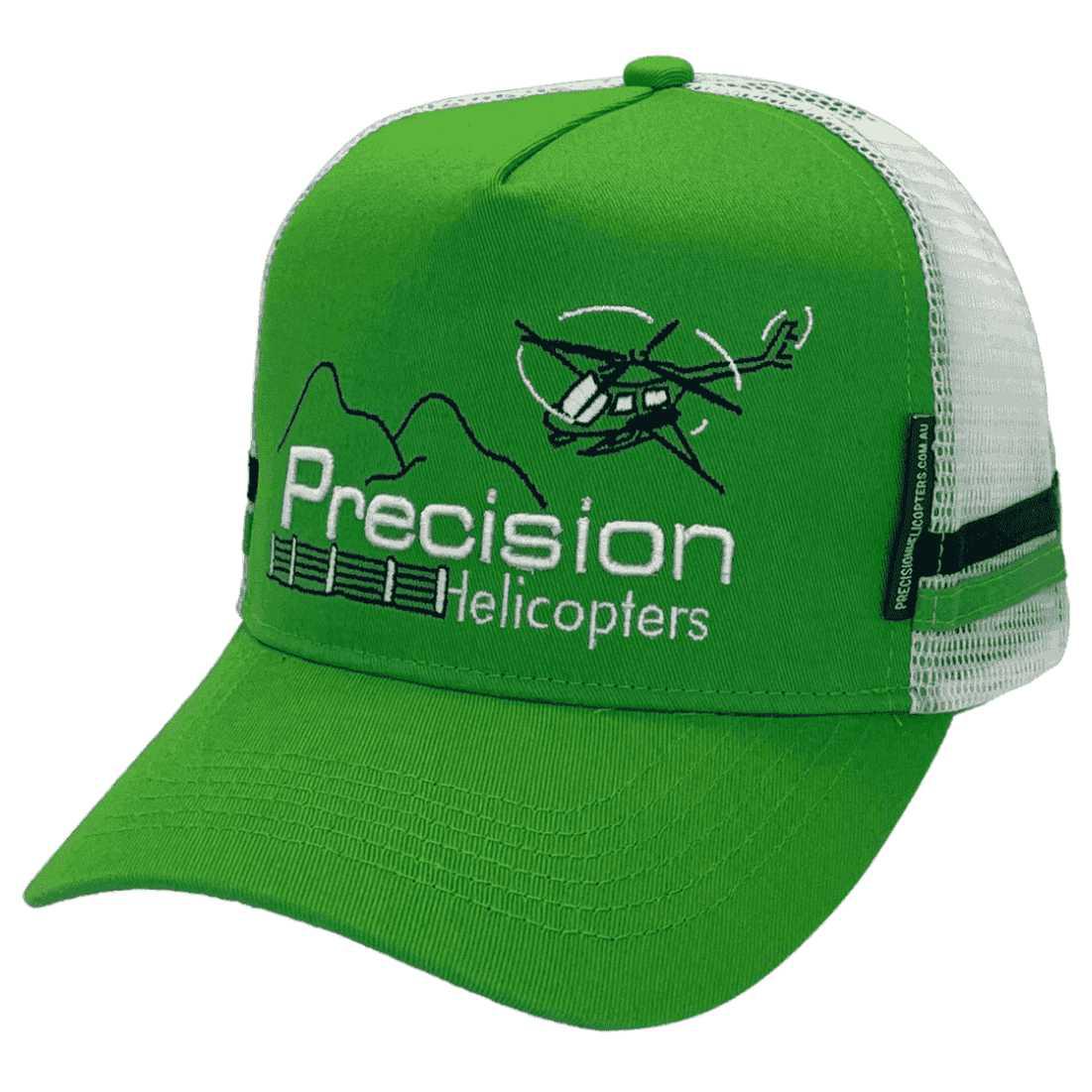 Precision Helicopters Coffs Harbour NSW HP Midrange Aussie Trucker Hat with Australian Head Fit Crown and Double Side Stripes