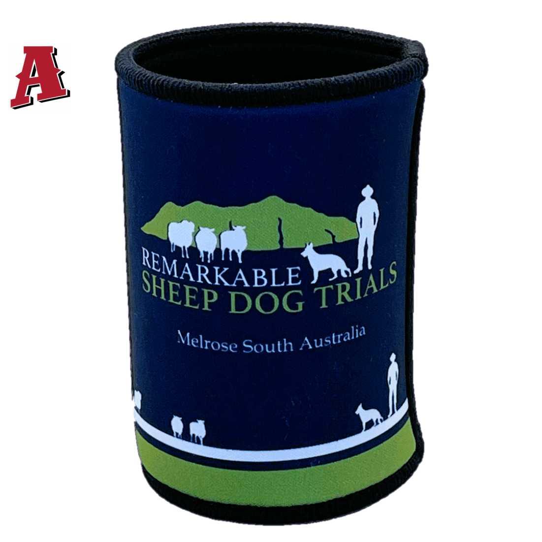 Remarkable Sheep Dog Trials Melrose SA Aussie Custom Stubby Holders - Koozie - 5mm Premium Neoprene with Taped and Stitched Seams Navy