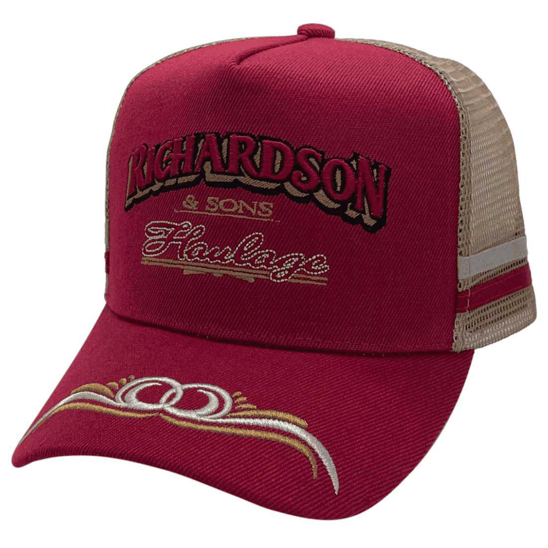 Richardson and Sons Haulage Henty NSW HP Original Power Aussie Trucker Hat with double side bands and Australian Head Fit Crown