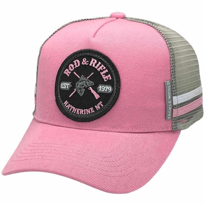 Rod Rifle Katherine NT LP Original Midrange Aussie Trucker Hat with double side bands pink