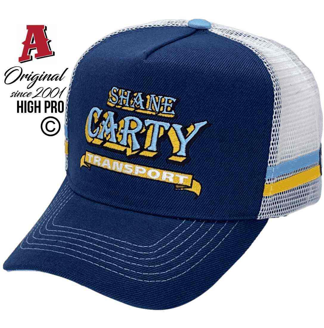 Shane Carty Transport Price SA Power Aussie Trucker Hats with Australian HeadFit Crown Double SideBands Snapback Navy White
