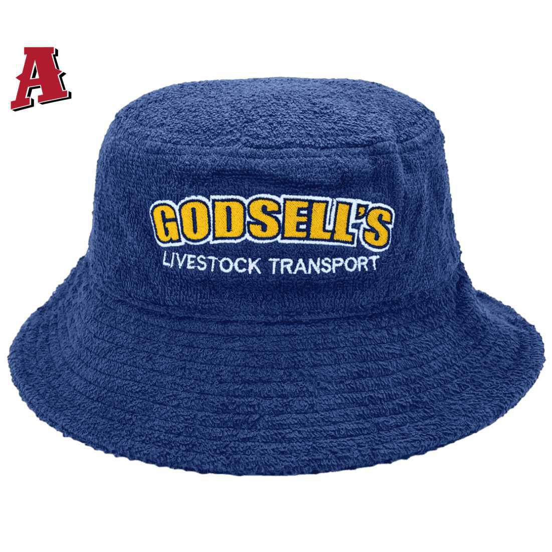 Steve Godsells Livestock Transport Augathella Qld Terry Toweling Aussie Bucket Hat with 7cm Brim Royal Blue