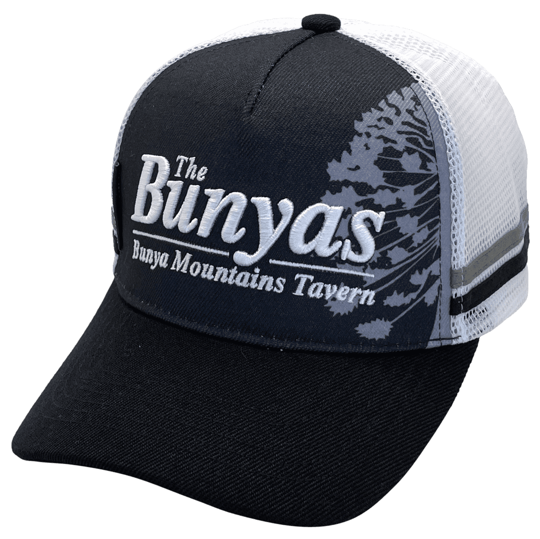 The Bunyas Mountain Tavern QLD LP Original Basic Aussie Trucker Hats with 2 Side Bands and Australian Head Fit Crown