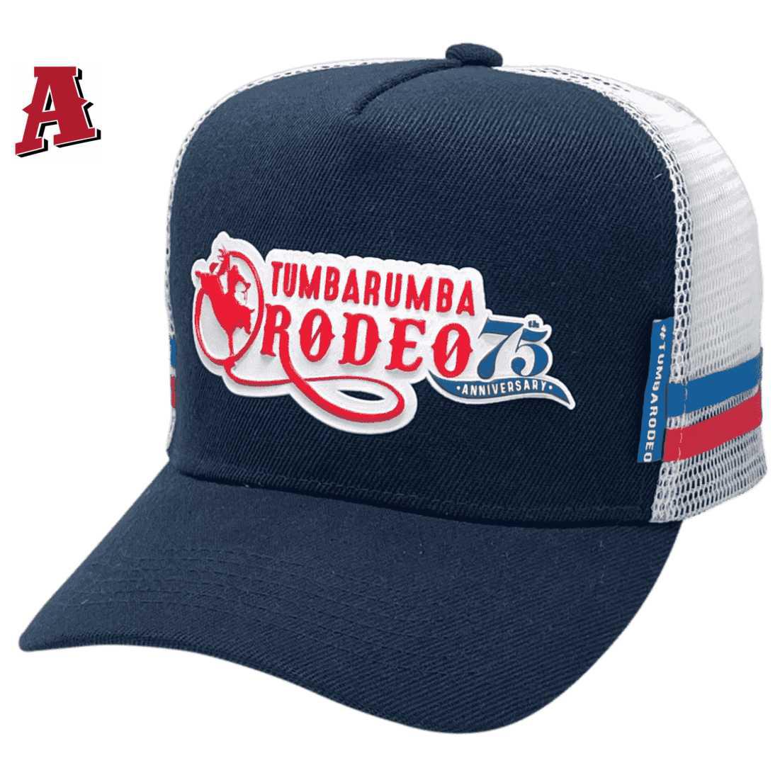 Tumbarumba Rodeo Tumbarumba NSW Midrange Aussie Trucker Hat with Australian Head Fit Crown and Double Side Bands