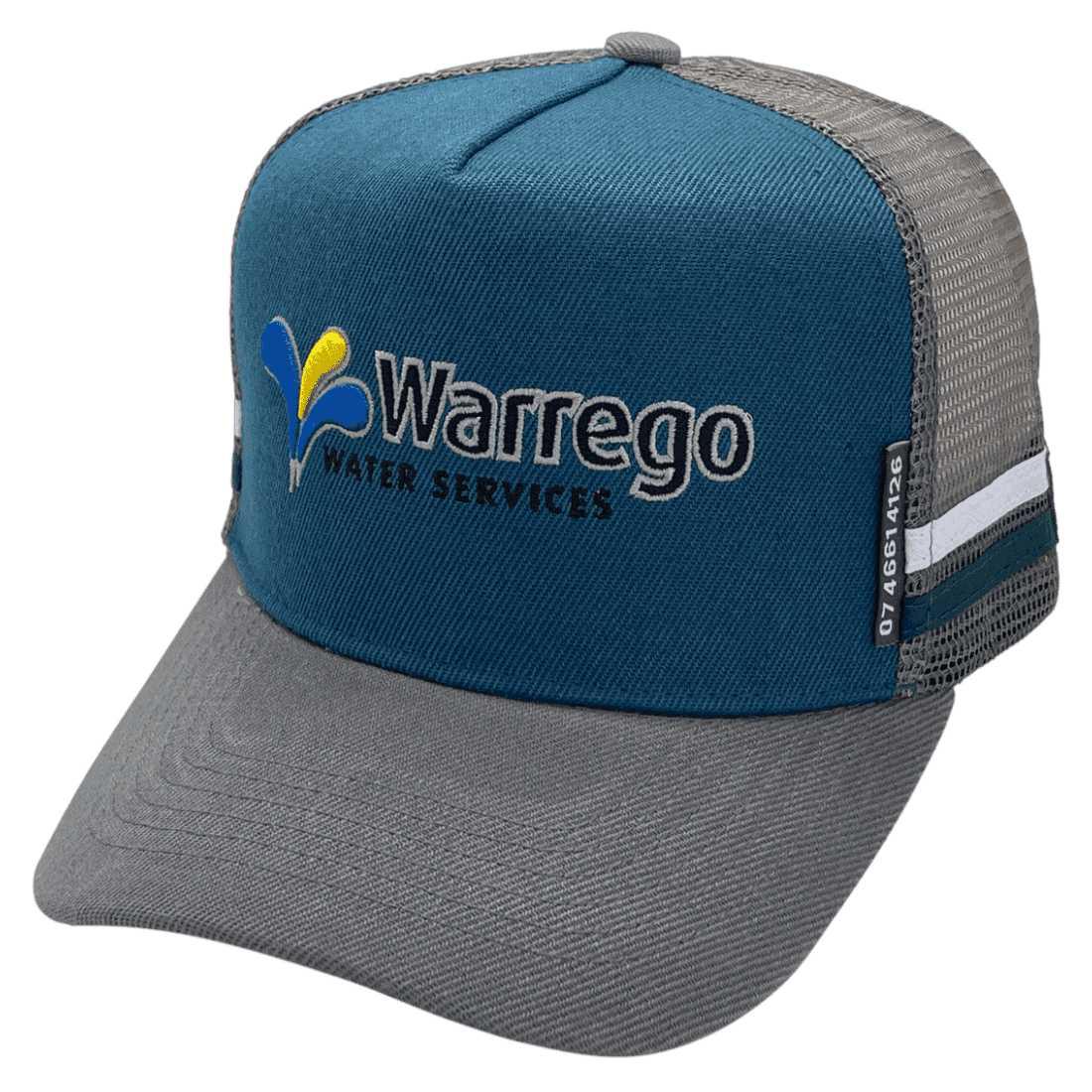 Warrego Water Services Dalby-Toowoomba-Warick Original Midrange Aussie Trucker Hat with 2 side bands