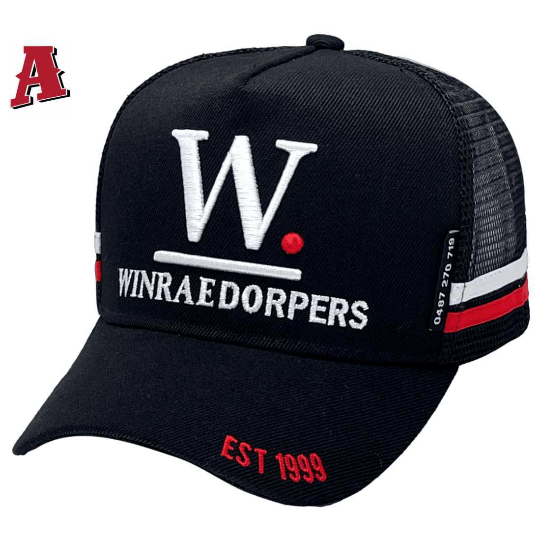 Winrae Dorpers Bundarra NSW HP Midrange Aussie Trucker Hats with Australian Head Fit Crown and Double Side Bands