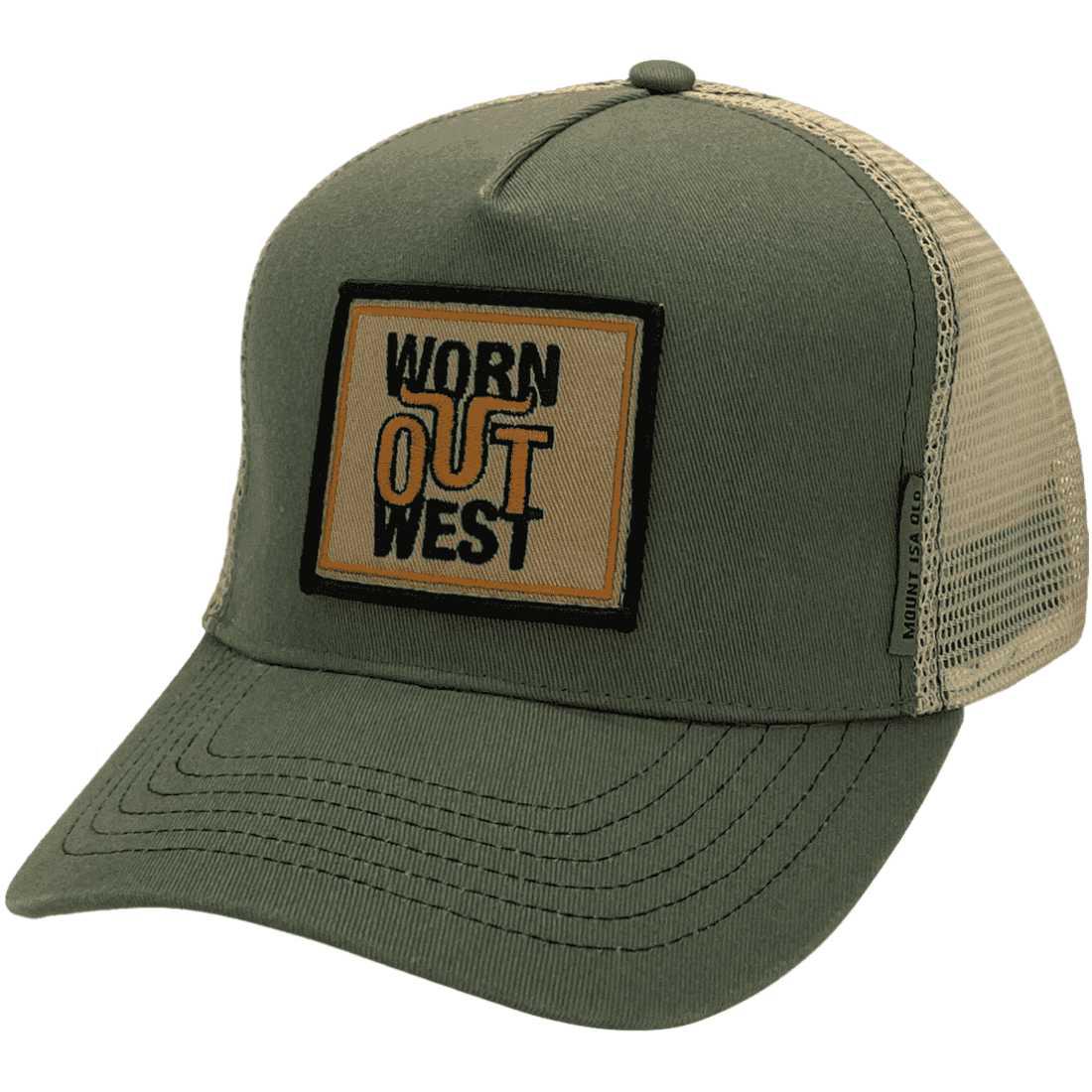 Worn Our West Mount Isa QLD LP Original Basic Aussie Trucker Hat snapback optional NO sidebands Exclusive Australian Headfit cotton