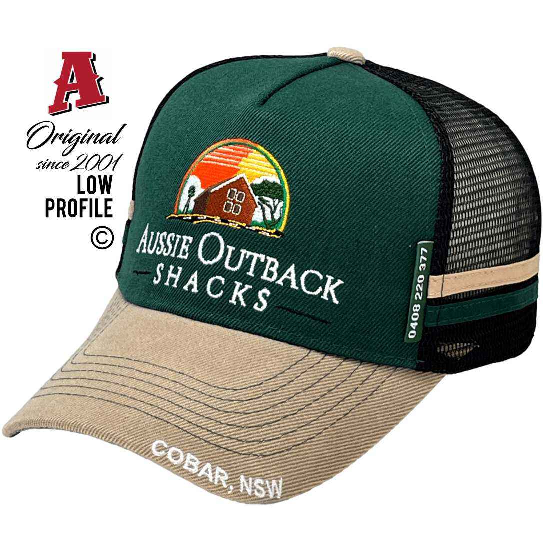 Aussie Outback Shacks Cobar NSW 2835 Midrange Aussie Trucker Hats with Australian HeadFit Crown & Double SideBands with Snapback Closure