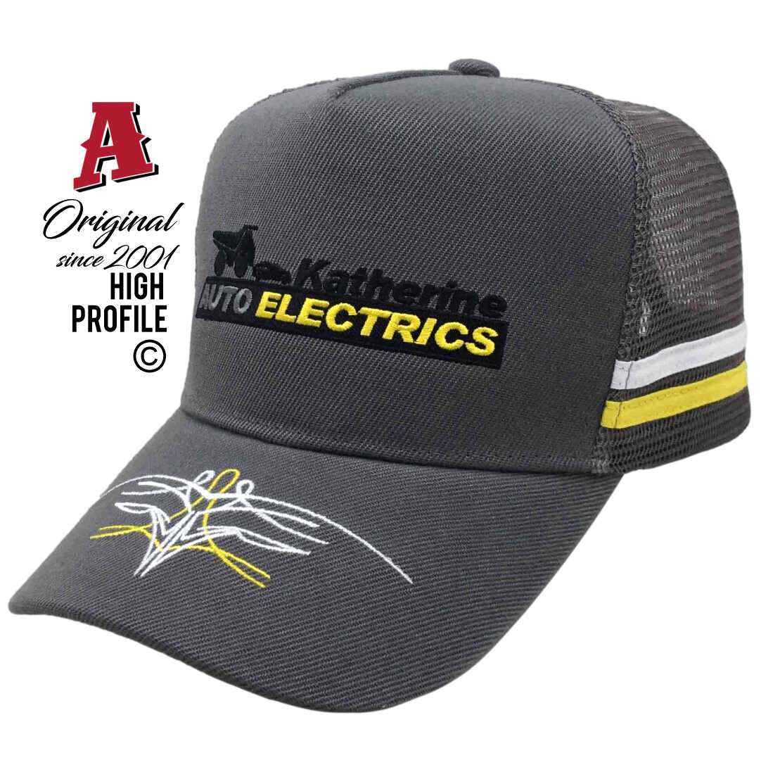 Katherine Auto Electrics Katherine NT 0850 Midrange Aussie Trucker Hats with Aussie HeadFit Crown & 2 SideBands & Snapback rear Closure