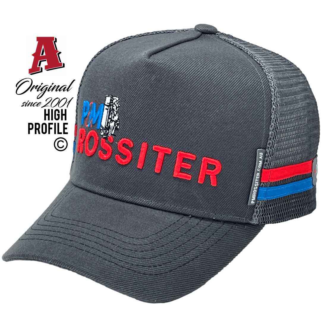 P & M Rossiter Griffith NSW 2680 Midrange Aussie Trucker Hats with Australian HeadFit Crown & 2 SideBands rear Snapback Closure with 3d embroidery