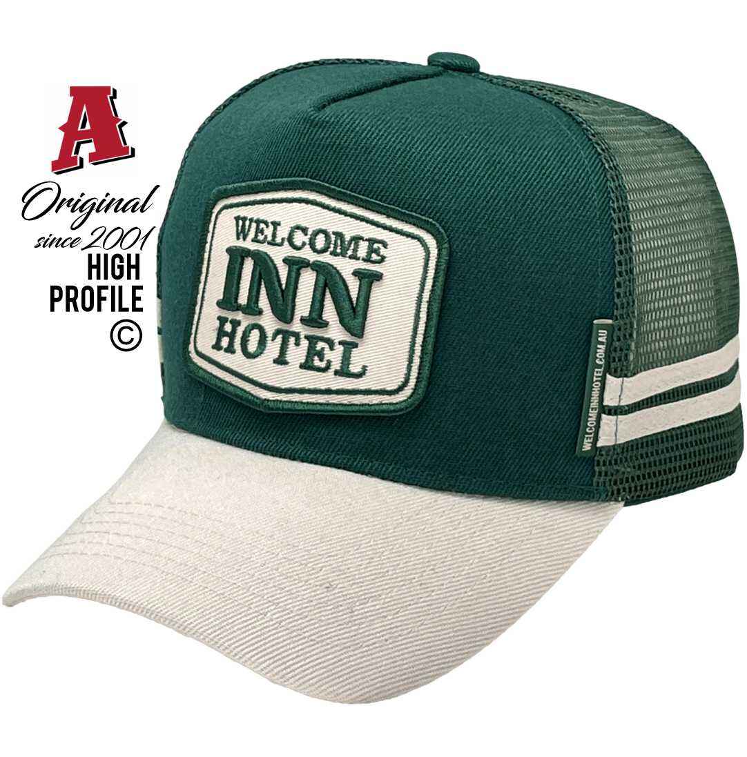 Welcome Inn Hotel Thirlmere NSW Midrange Aussie Trucker Hats with Australian HeadFit Crown & Double SideBands & Snapback closure