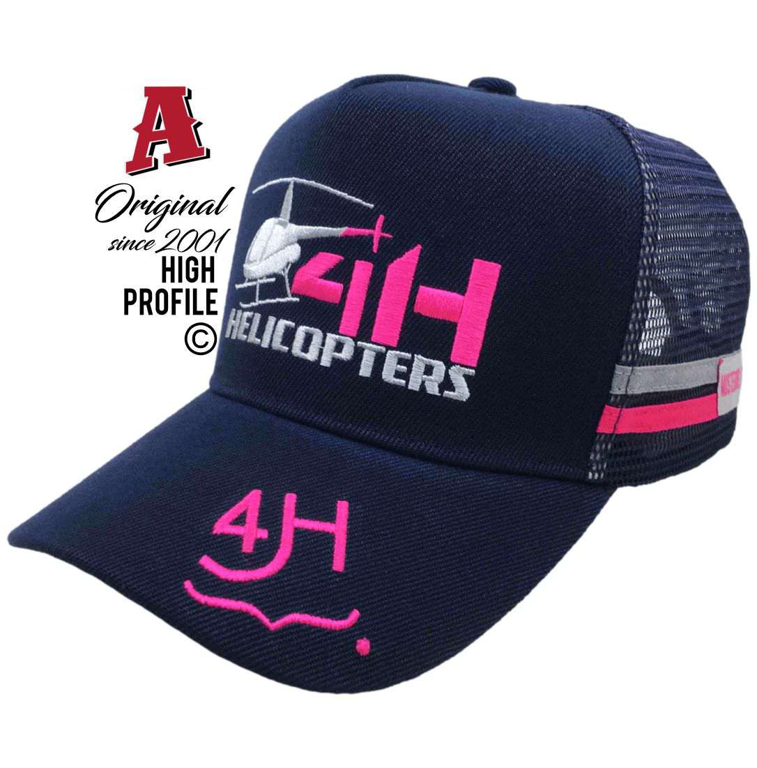 4H Helicopters Charters Towers QLD 4820 Power Trucker Aussie Trucker Hats Australian HeadFit Crown & 2 SideBands if there is snapback rear clousure Navy Blue