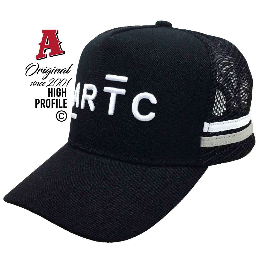 ARTC Australian Rail Track Corporation Adelaide SA 5000 Midrange Aussie Trucker Hats Australian HeadFit Crown & 2 SideBands snapback rear clousure black Construction