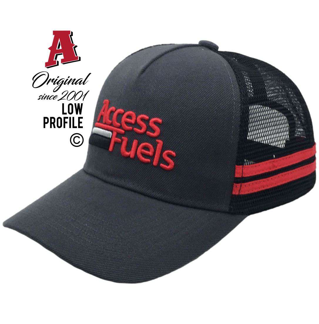 Access Fuels Quality Fuel & Lubricants Macksville NSW 2447 Midrange Aussie Trucker Hats Australian HeadFit Crown & 2 SideBands snapback rear clousure grey black Truckin