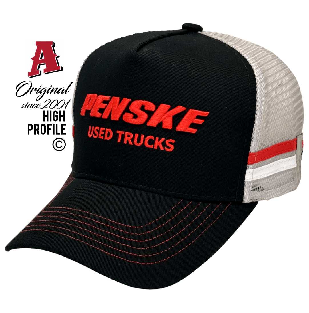 Penske Trucks Paget Mackay Qld Midrange Aussie Trucker Hats with Australian HeadFit Crown & 2 SideBands with snapback rear closure Black Trucking