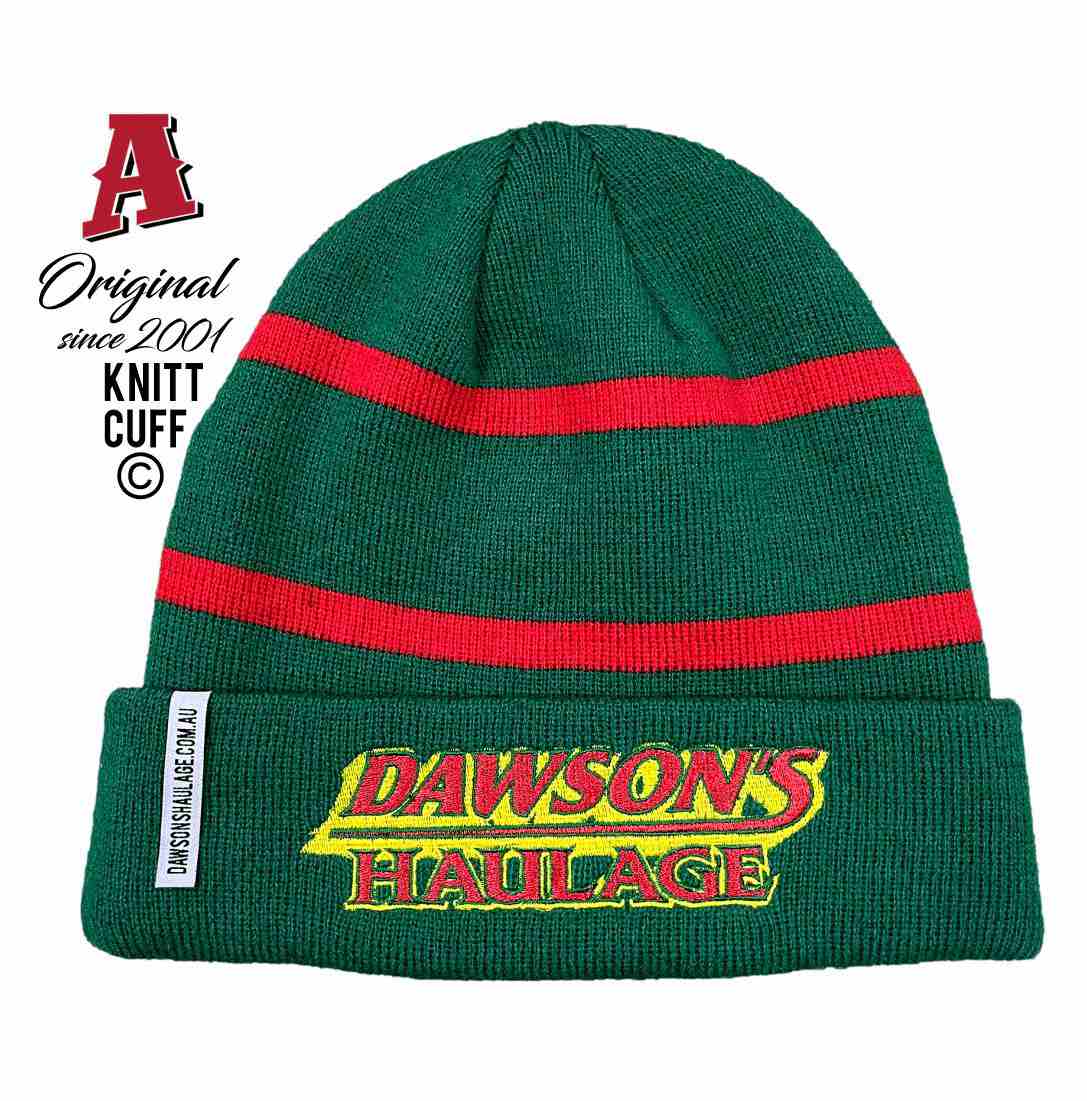 Dawson's Haulage Baranduda VIC 3690 Beanie Aussie Trucker Hats Australian HeadFit Crown green Transport