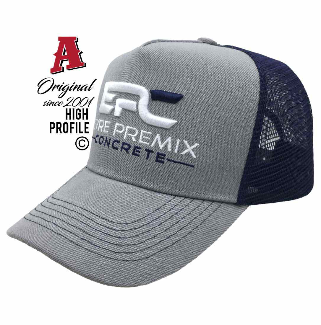 EYRE Premix Concrete Ceduna SA 5690 HP Basic Aussie Trucker Hats Australian HeadFit Crown & Double SideBands snapback rear closure grey Construction