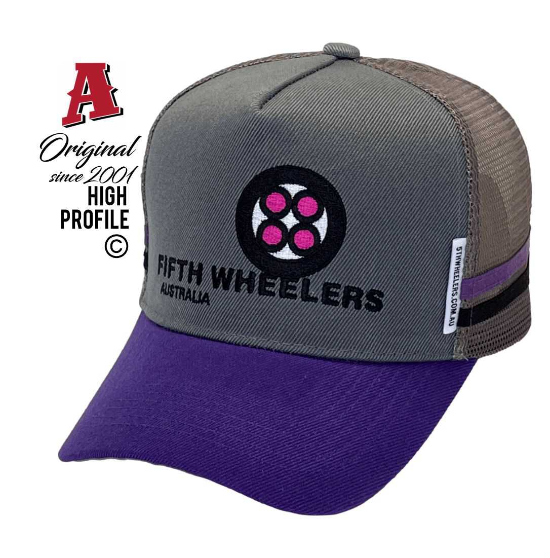 Fifth Wheelers Australia Warrenheip VIC 3352 HP Basic Aussie Trucker Hats Australian HeadFit Crown & Double SideBands snapback rear closure grey Transport