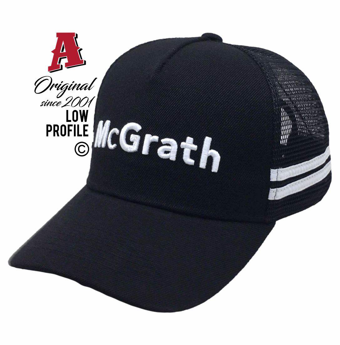 McGrath Rural Livestock Orange NSW LP Midrange Aussie Trucker Hats Australian HeadFit Crown & Double SideBands snapback rear closure black Rural Services