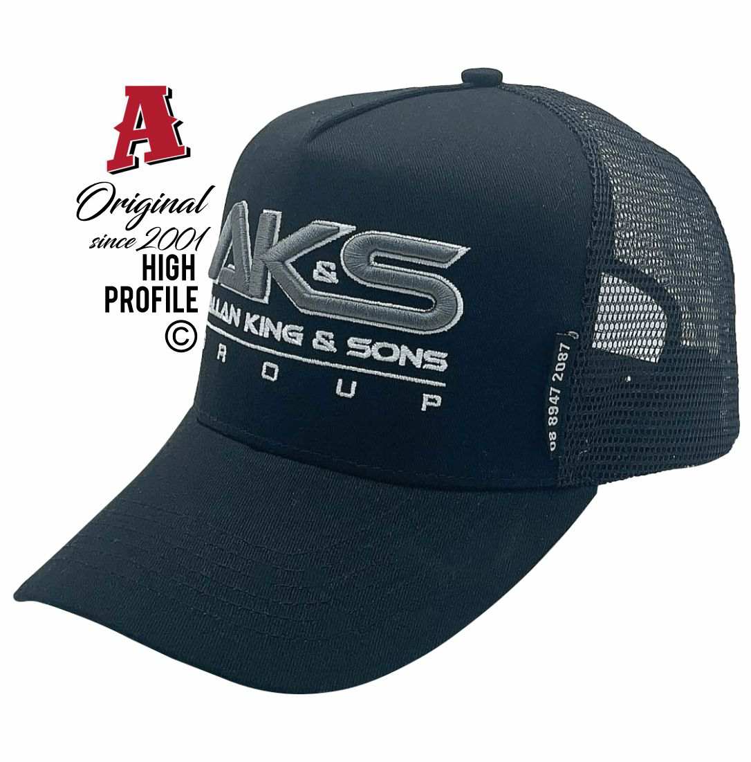 Allan King & Sons Constructions Berrimah NT 0828 HP Basic Aussie Trucker Hats Australian HeadFit Crown & Double SideBands snapback rear closure cotton black Construction