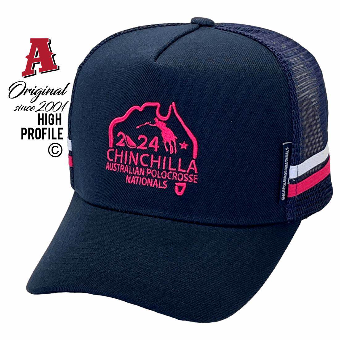 Chinchilla Nationals Polocrosse Chinchilla QLD 4413 HP Midrange Aussie Trucker Hats Australian HeadFit Crown & Double SideBands snapback rear closure navy Local Events