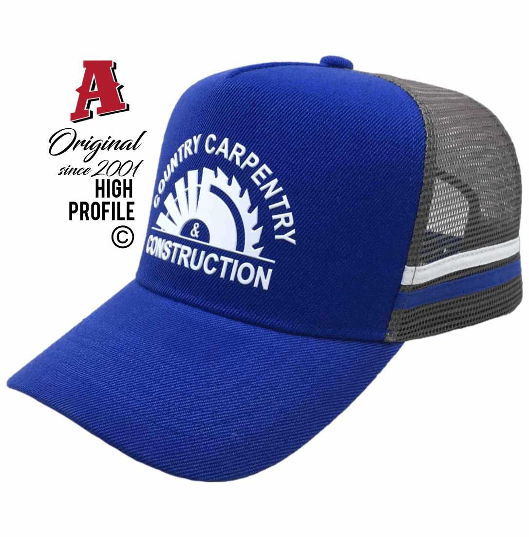 Counrty Carpentry & Construction Bluewater QLD 4818 HP Midrange Aussie Trucker Hats Australian HeadFit Crown & Double SideBands snapback rear closure blue grey Construction Rural Services