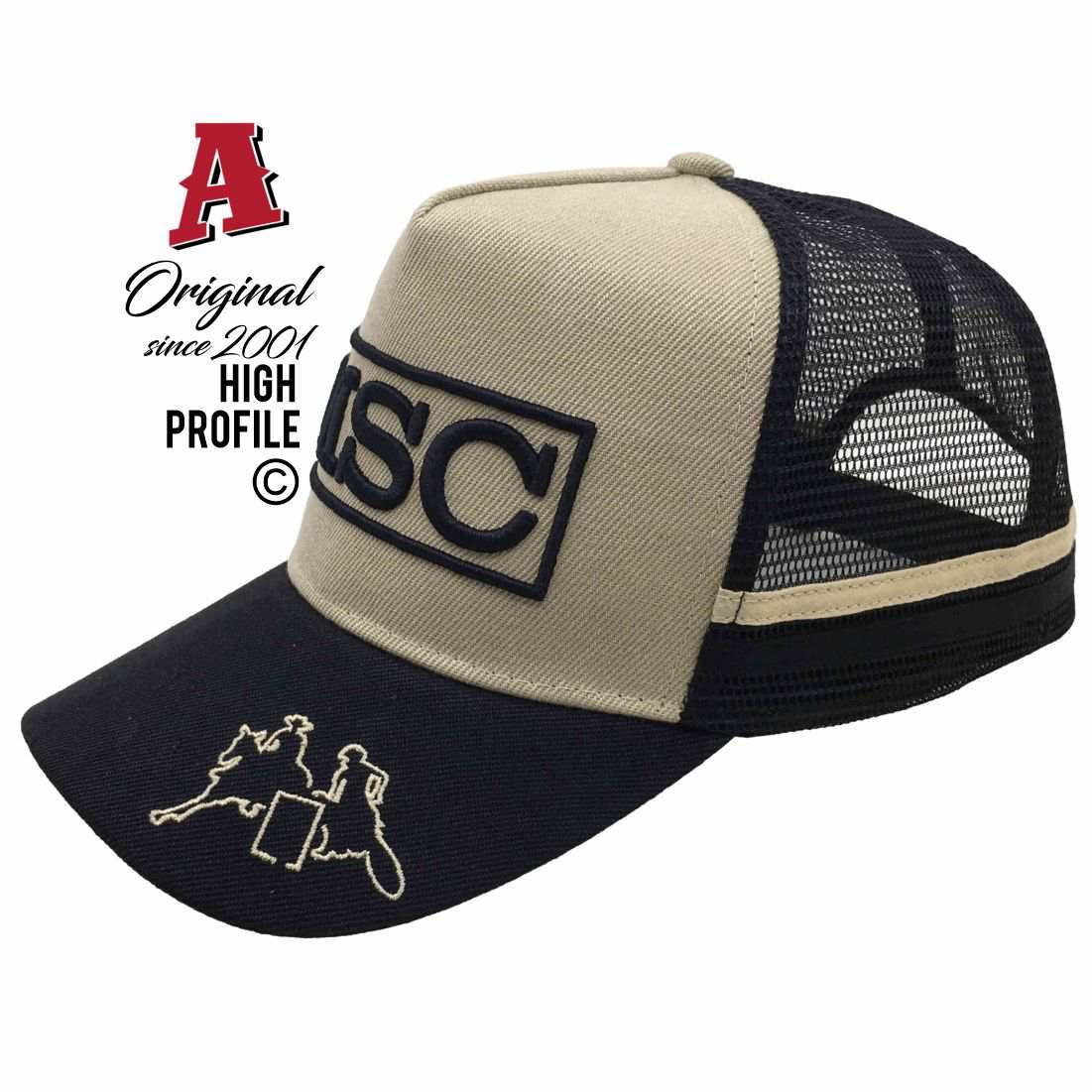 The Marree Sports Club SA 5121 HP Midrange Aussie Trucker Hats Australian HeadFit Crown & Double SideBands snapback rear closure khaki black Local Events