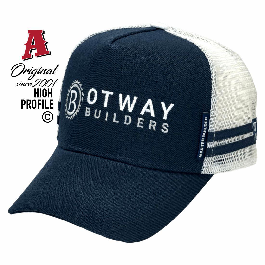 Otway Builders Whoorel VIC 3243 HP Basic Aussie Trucker Hats Australian HeadFit Crown & Double SideBands snapback rear closure navy white Constructions